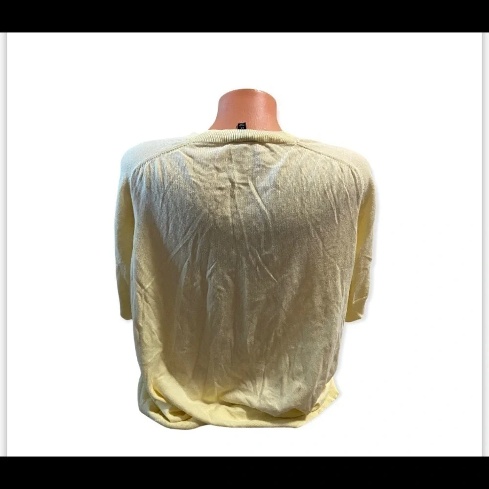 Talbots Plus Size 2X Yellow Short Sleeve Summer Sweater Button Accents